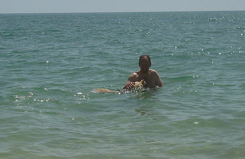 Richard in the sea with Jussi